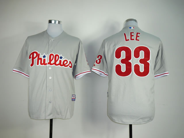 Men Philadelphia Phillies 33 Lee Grey MLB Jerseys